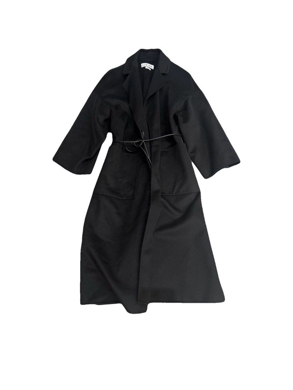 Loewe Black Long Belted Robe Coat